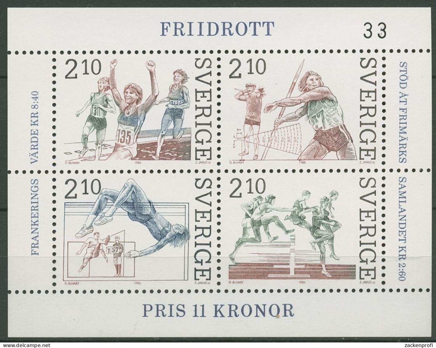 Schweden 1986 Sport Leichtathletik Block 14 Postfrisch (C92298) - Hojas Bloque