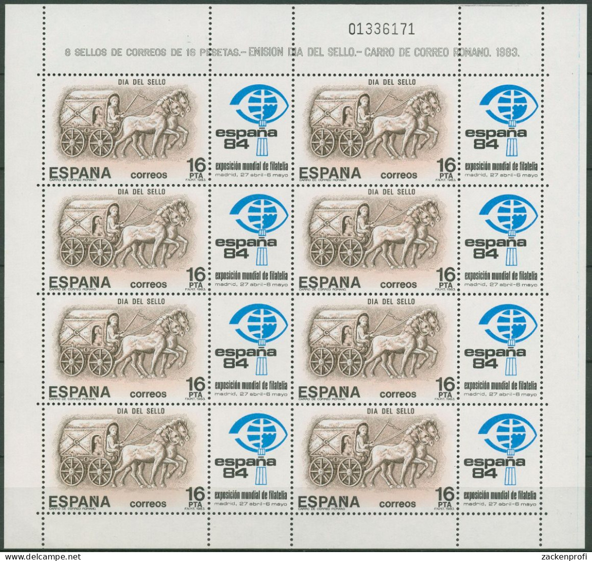 Spanien 1983 ESPANÀ Römischer Postkarren Klbg. 2604 K Postfrisch (C91716) - Blocks & Sheetlets & Panes