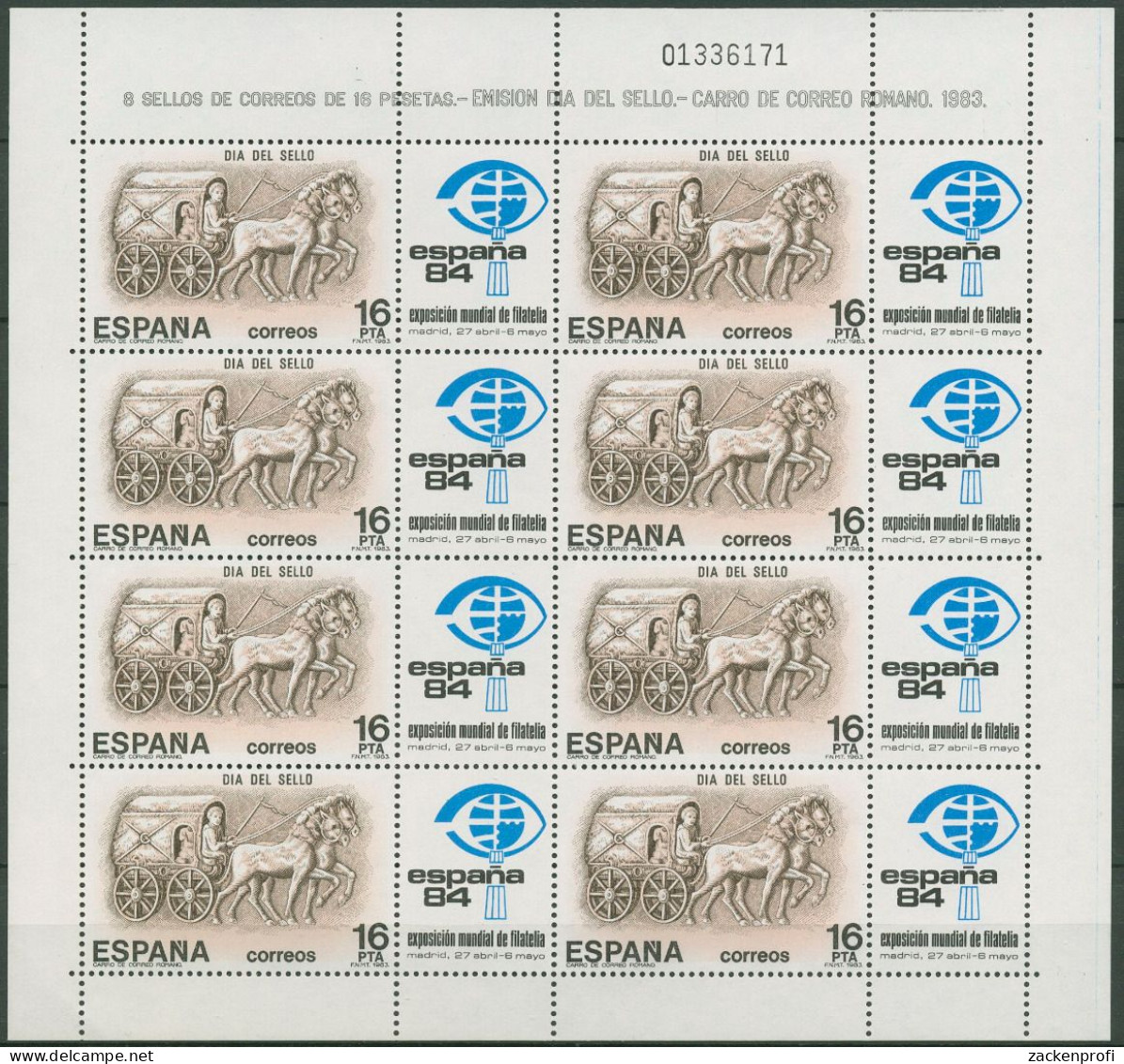 Spanien 1983 ESPANÀ Römischer Postkarren Klbg. 2604 K Postfrisch (C91716) - Blocs & Feuillets