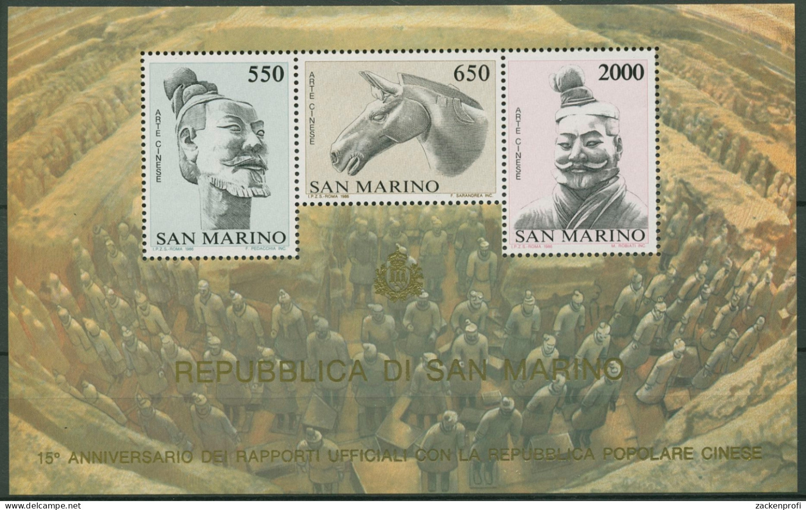 San Marino 1986 Dipl. Mit China Chinesische Kunst Block 10 Postfrisch (C90432) - Blocks & Kleinbögen