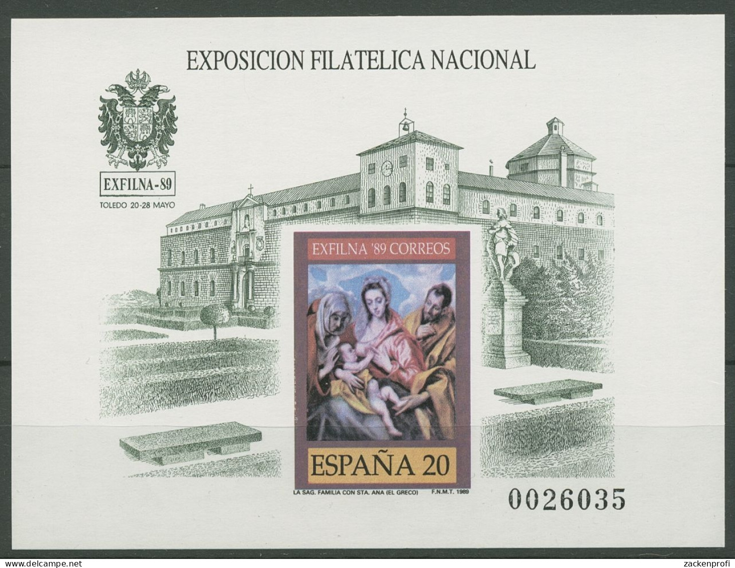 Spanien 1989 EXFILNA'89 Toledo El Greco Block 34 Ungezöhnt Postfrisch (C91678) - Blocs & Feuillets