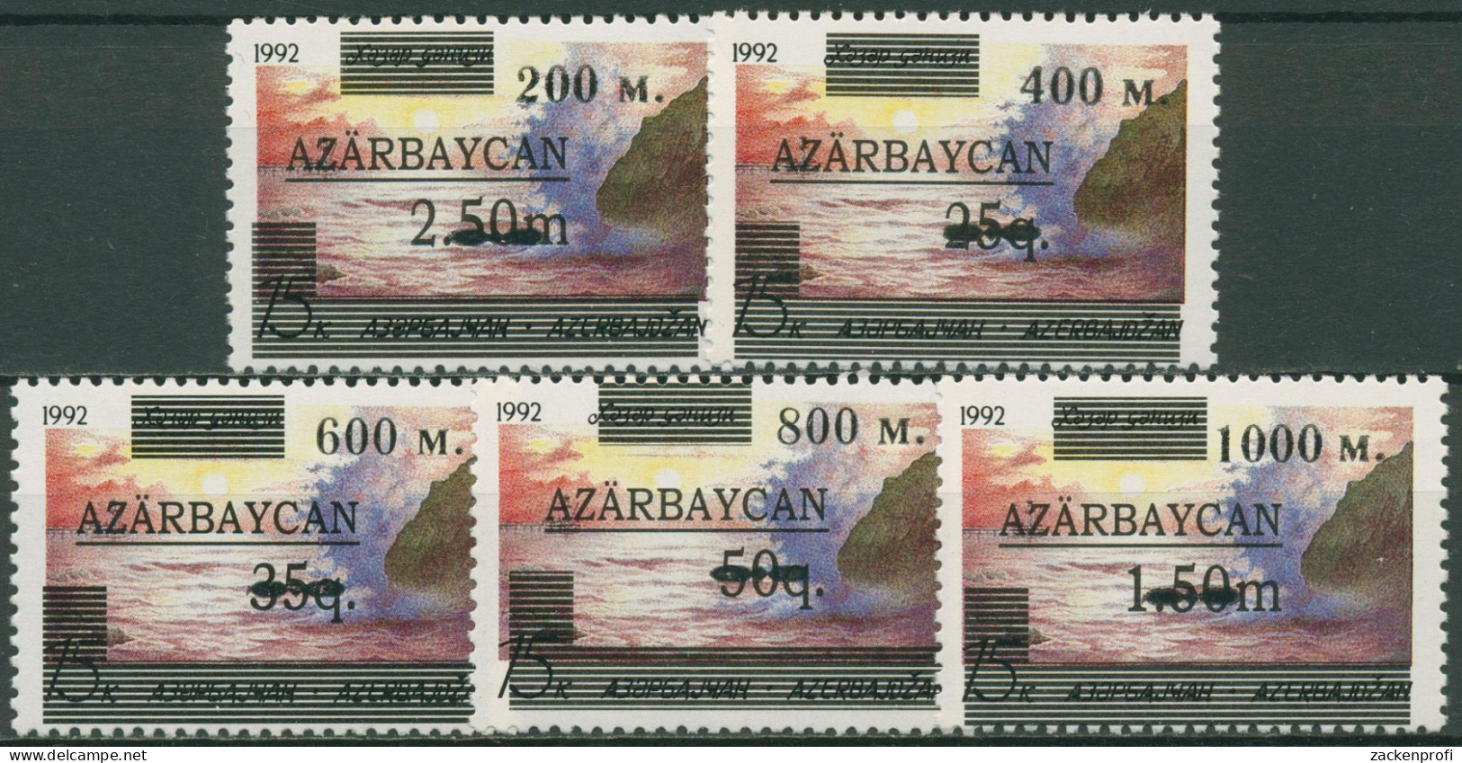 Aserbaidschan 1995 Naturschutz MiNr.70/74 Mit Aufdruck 233/36 Postfrisch - Azerbaïjan