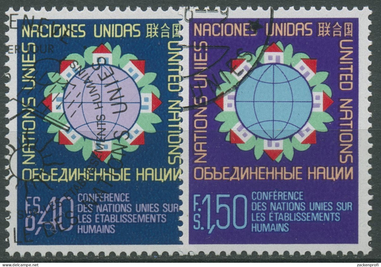 UNO Genf 1976 Konferenz Für Wohn-und Siedlungsbau 58/59 Gestempelt - Used Stamps