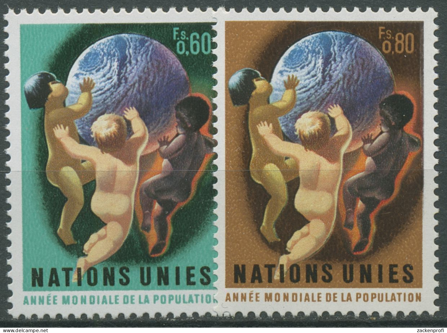 UNO Genf 1974 Weltbevölkerungsjahr Kinder 43/44 Postfrisch - Nuovi