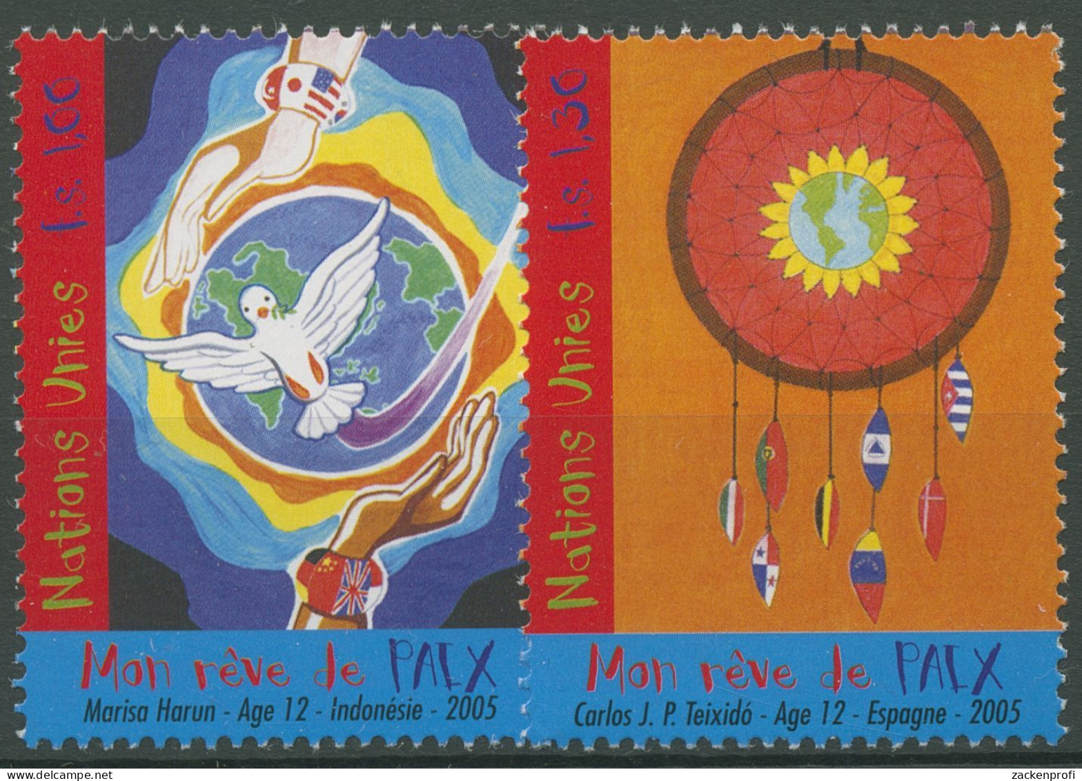 UNO Genf 2005 Weltfriedenstag Zeichnungen 526/27 Postfrisch - Unused Stamps