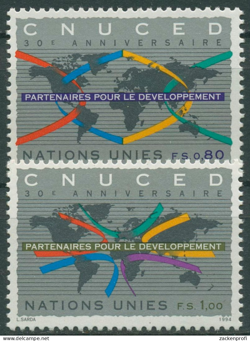 UNO Genf 1994 Handel Und Entwicklung UNCTAD Weltkarte 259/60 Postfrisch - Ongebruikt