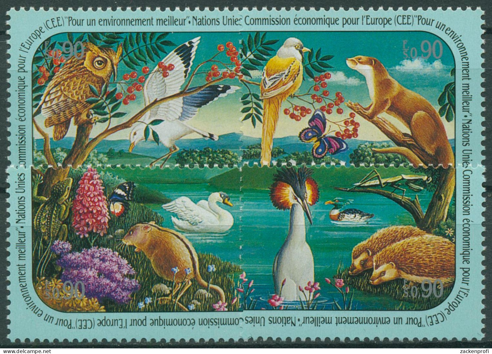 UNO Genf 1991 Wirtschaftskommission Umweltschutz Tiere Am See 194/97 Postfrisch - Unused Stamps