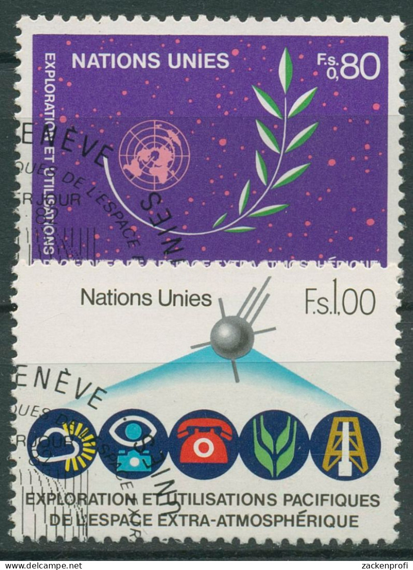 UNO Genf 1982 Weltraumforschung Weltraumnutzung Satellit 107/08 Gestempelt - Used Stamps