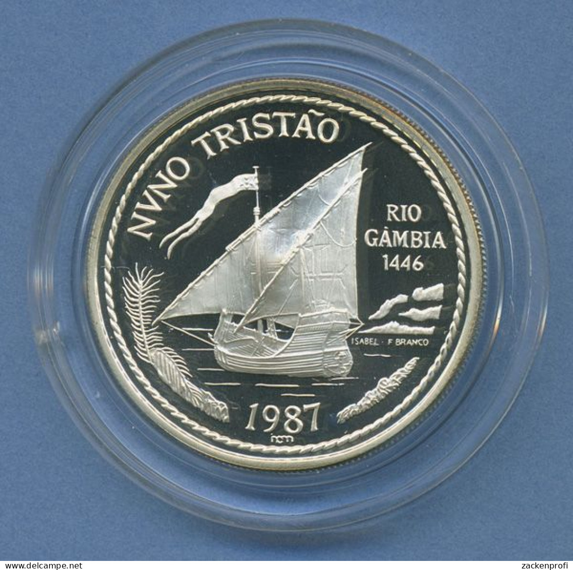 Portugal 100 Escudos 1987 Segelschiff, Silber, KM 640a PP In Kapsel (m4332) - Portugal