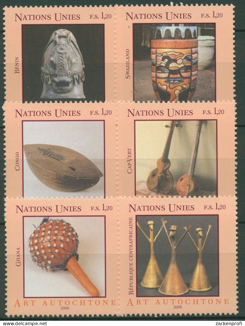 UNO Genf 2006 Eingeborenenkunst Instrumente 530/35 Blockeinzelmarken Postfrisch - Unused Stamps