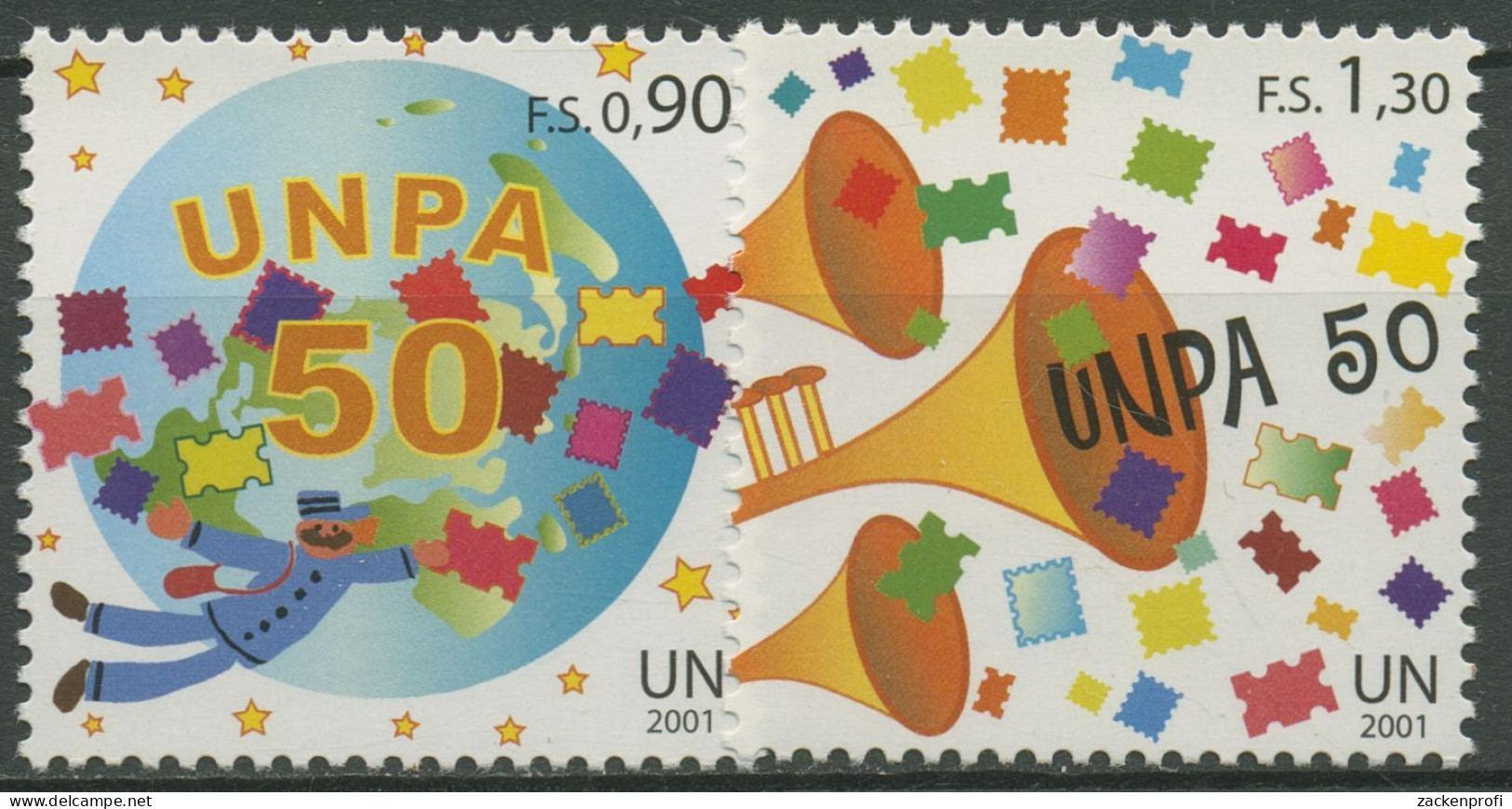 UNO Genf 2001 Postverwaltung UNPA Postbote Posaunen 424/25 Postfrisch - Ungebraucht