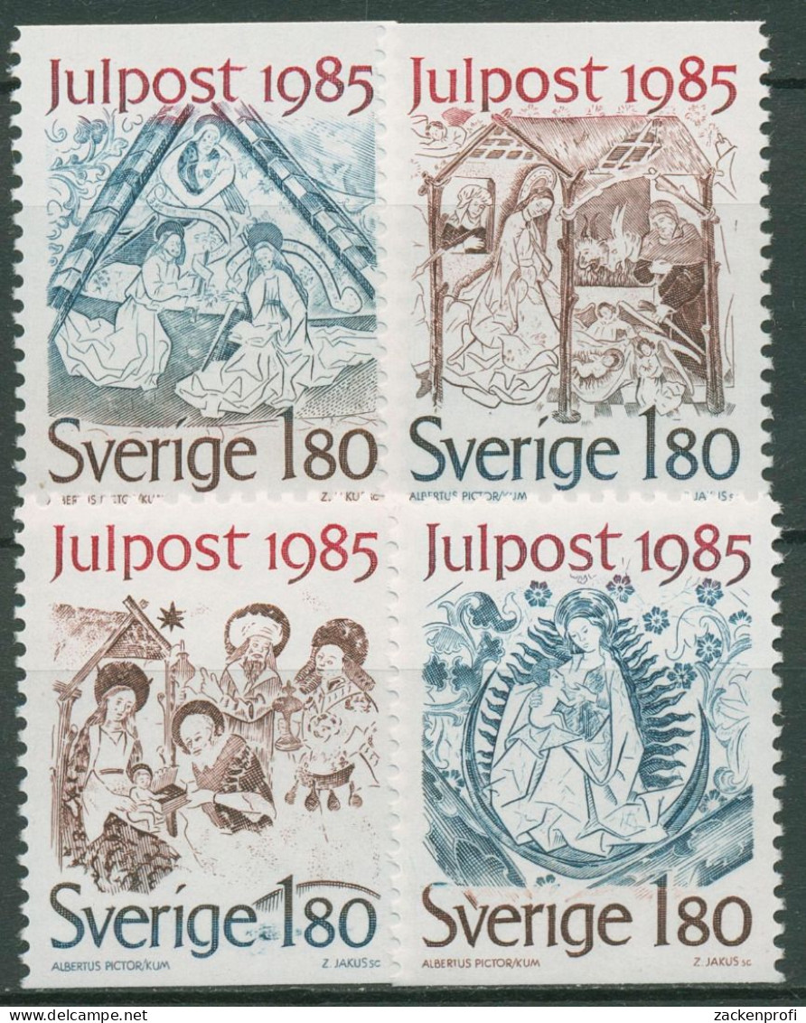 Schweden 1985 Weihnachten Kirchenmalerei 1360/63 Postfrisch - Unused Stamps