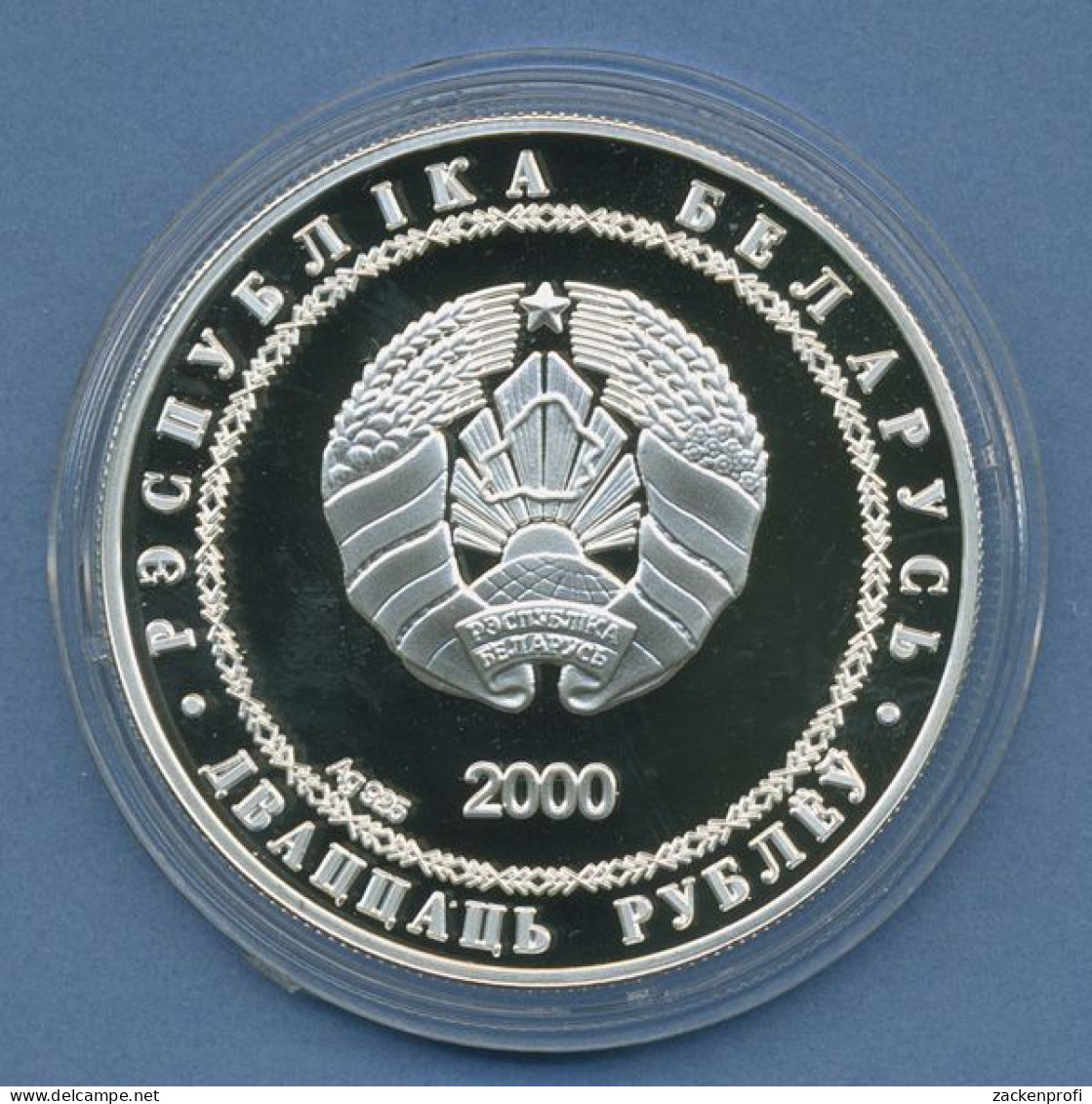 Weißrussland 20 Rubel 2000 Olympia Diskus, Silber, KM 52 PP In Kapsel (m4328) - Belarús