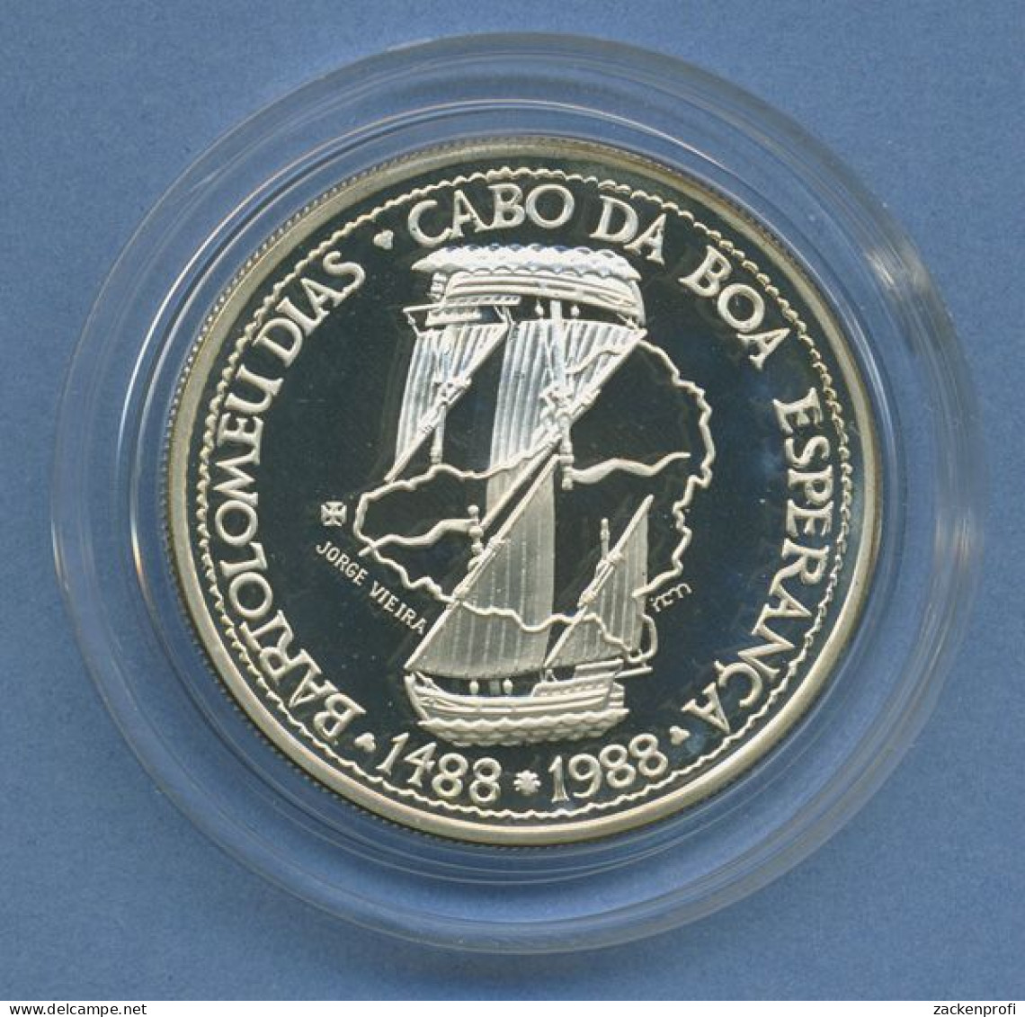 Portugal 100 Escudos 1987 Schiff B.Dias, Silber, KM 642a PP In Kapsel (m4334) - Portugal