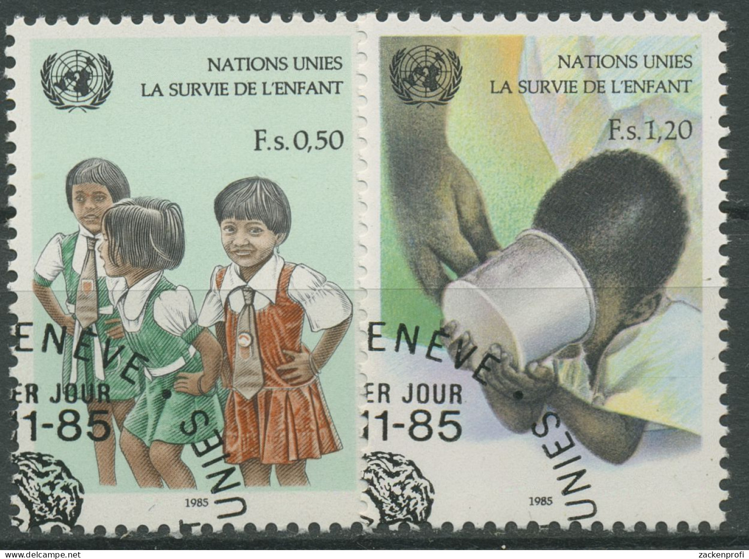 UNO Genf 1985 UNICEF Gegen Kindersterblichkeit 135/36 Gestempelt - Usati