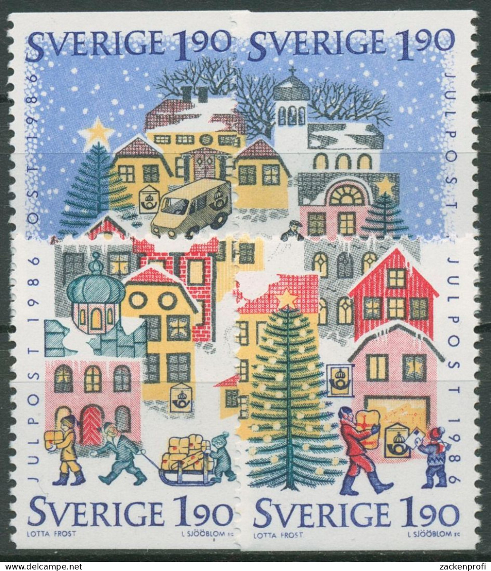 Schweden 1986 Weihnachten Kleinstadt 1409/12 Postfrisch - Unused Stamps