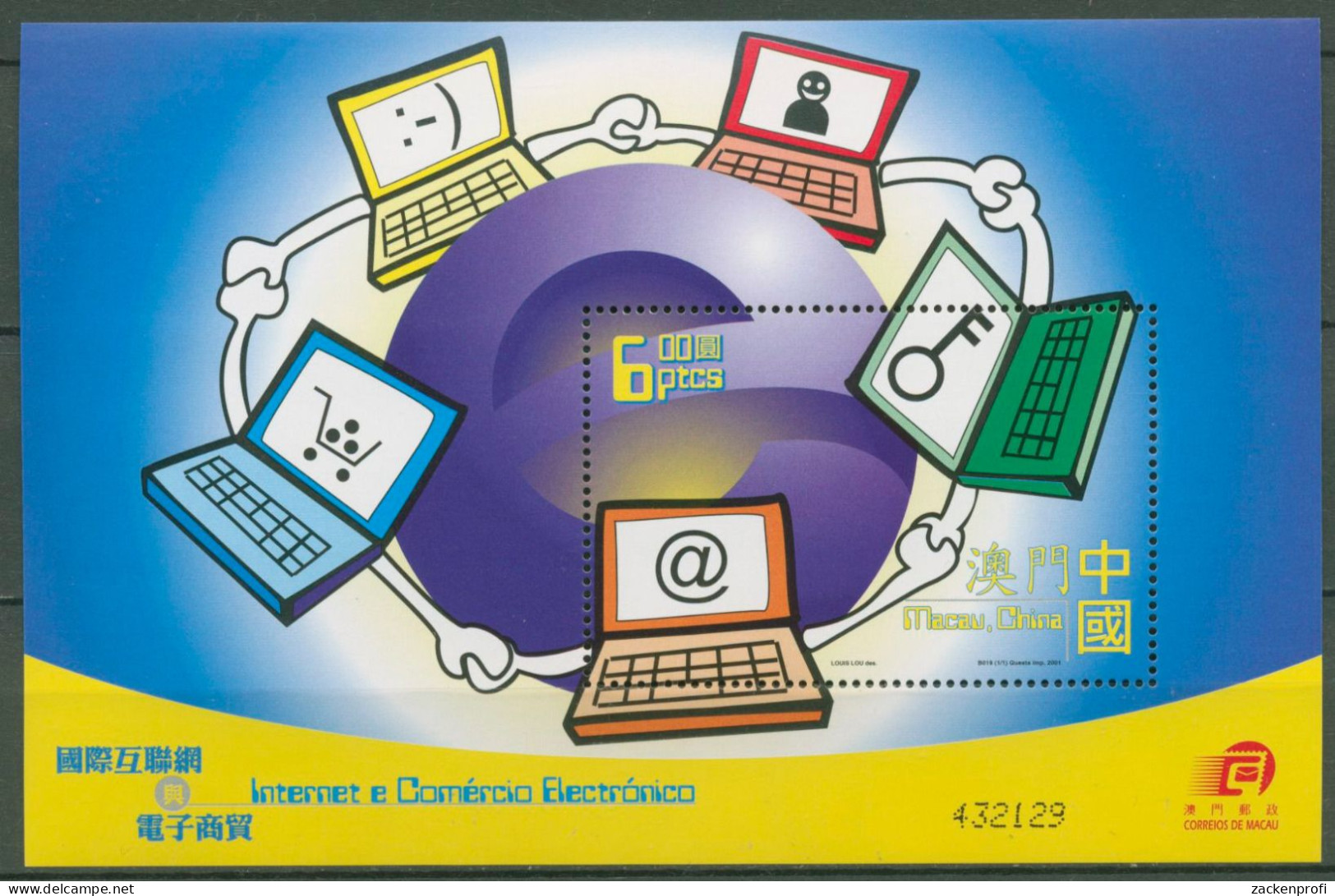 Macau 2001 Kommunikationsmittel Block 91 Postfrisch (C62685) - Blocks & Sheetlets