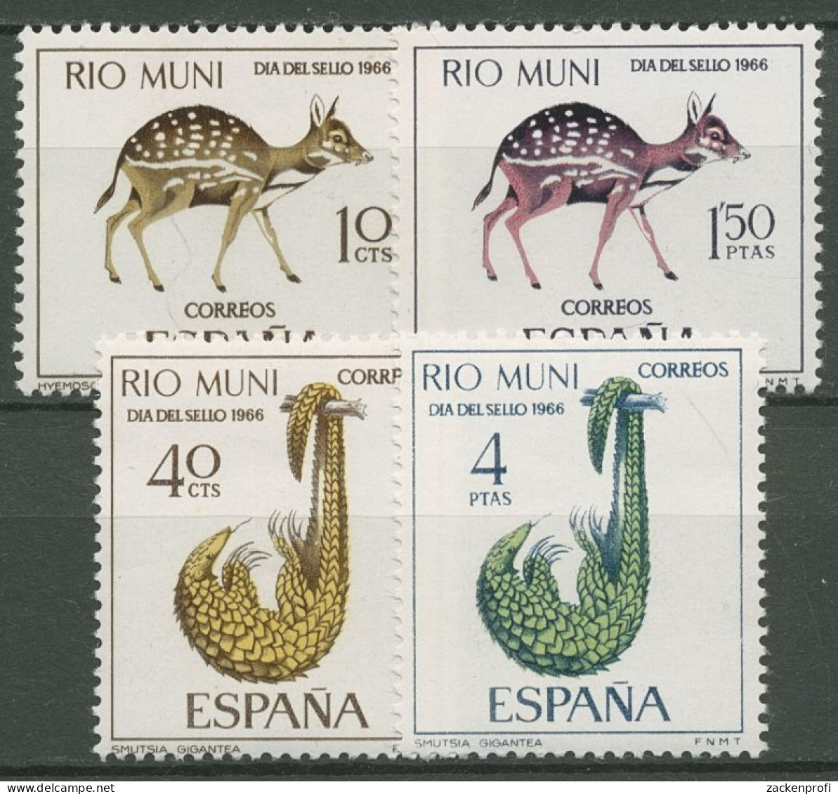 Rio Muni 1966 Tag Der Briefmarke Hirschferkel Schuppentier 72/75 Postfrisch - Rio Muni