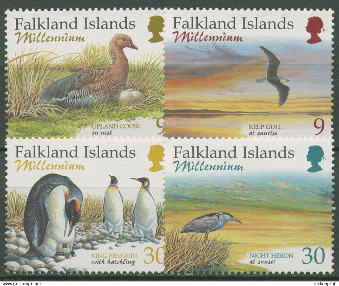 Falkland 1999 Jahrtausendwende Vögel Pinguin Gans 768/69 + 771/72 Postfrisch - Islas Malvinas