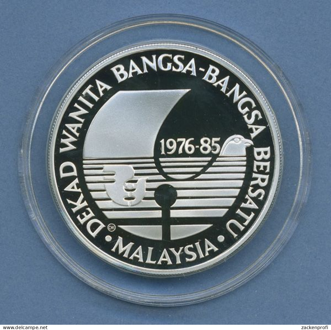 Malaysia 25 Ringgit 1985 Frauendekade Weltkarte, Silber, KM 41 PP Kapsel (m4378) - Malaysia