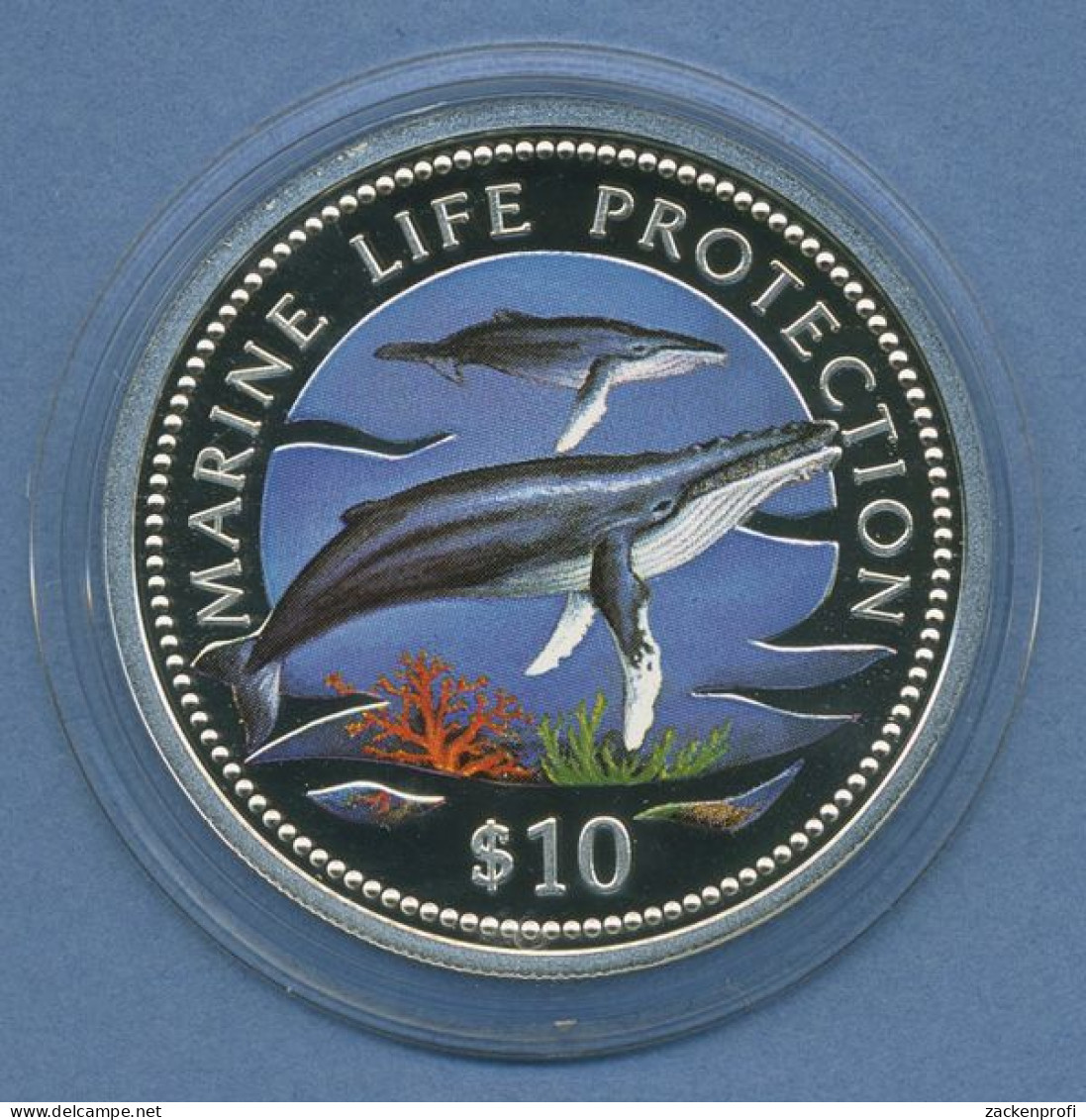 Namibia 10 Dollar 1998 Tierschutz Wal, Silber, Farbig, KM 13 PP In Kapsel(m4380) - Namibie