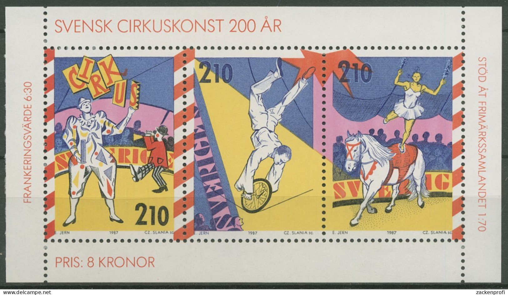 Schweden 1987 Zirkus Heftchenblatt H.-Blatt 151 Postfrisch (C60754) - 1981-..