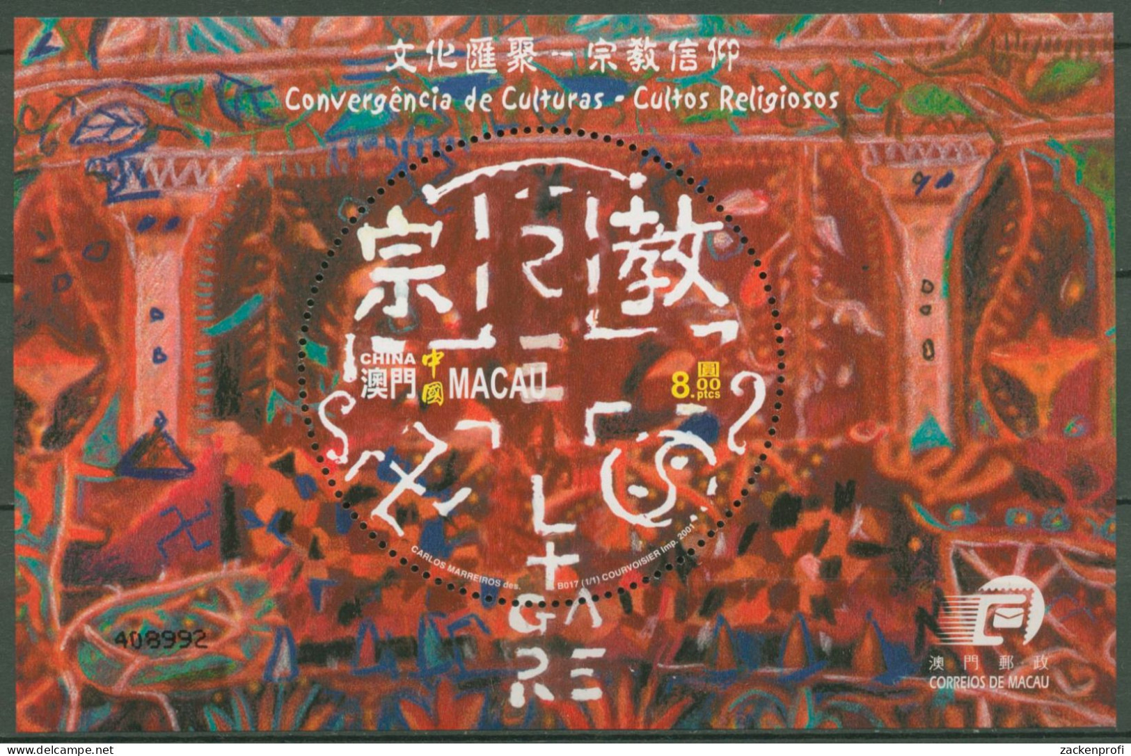 Macau 2001 Zusammentreffen Der Kulturen: Religionen Block 89 Postfrisch (C62683) - Blocks & Kleinbögen