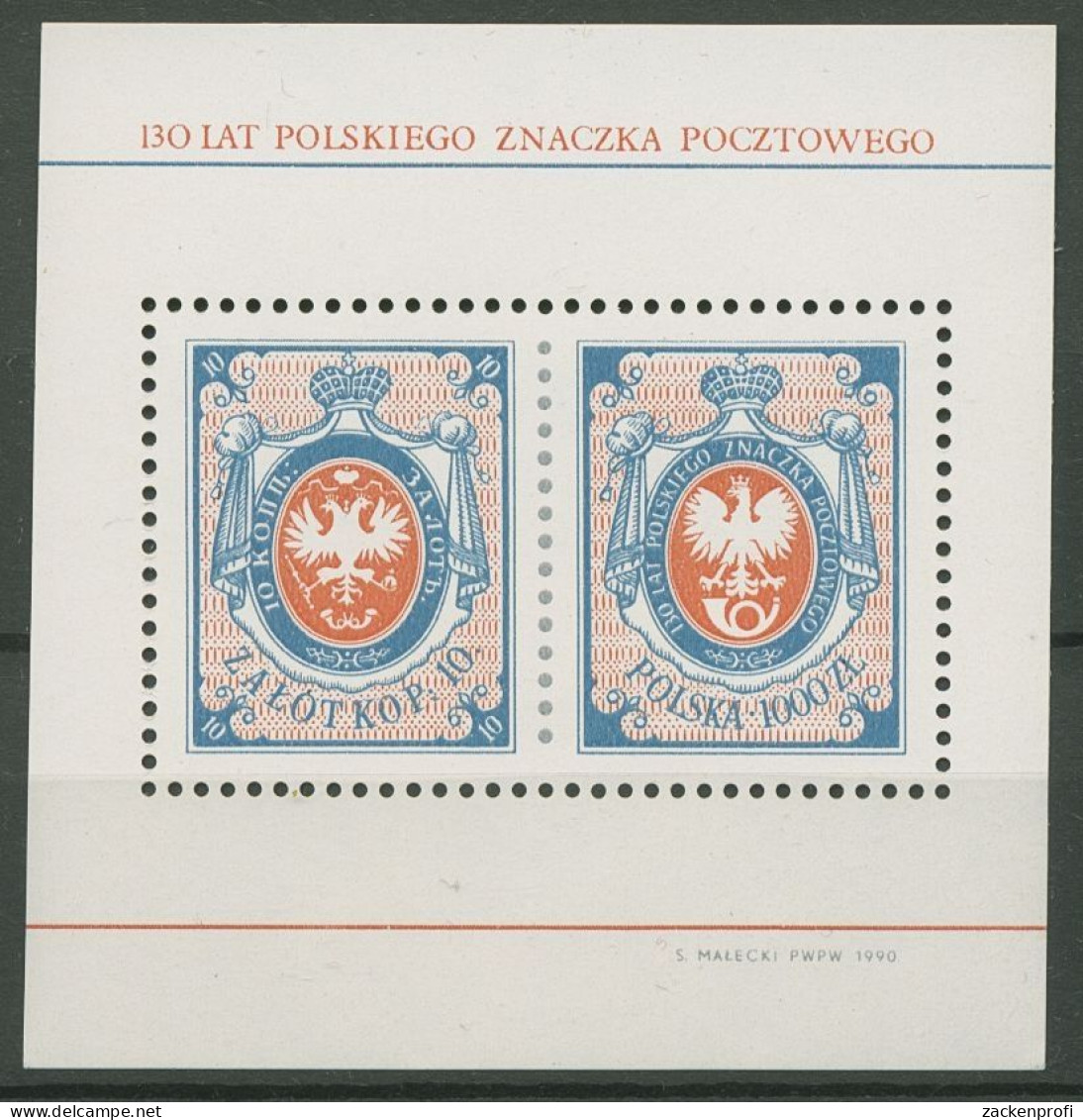 Polen 1990 Briefmarken In Polen MiNr. 1 Block 110 Postfrisch (C93354) - Blocs & Feuillets