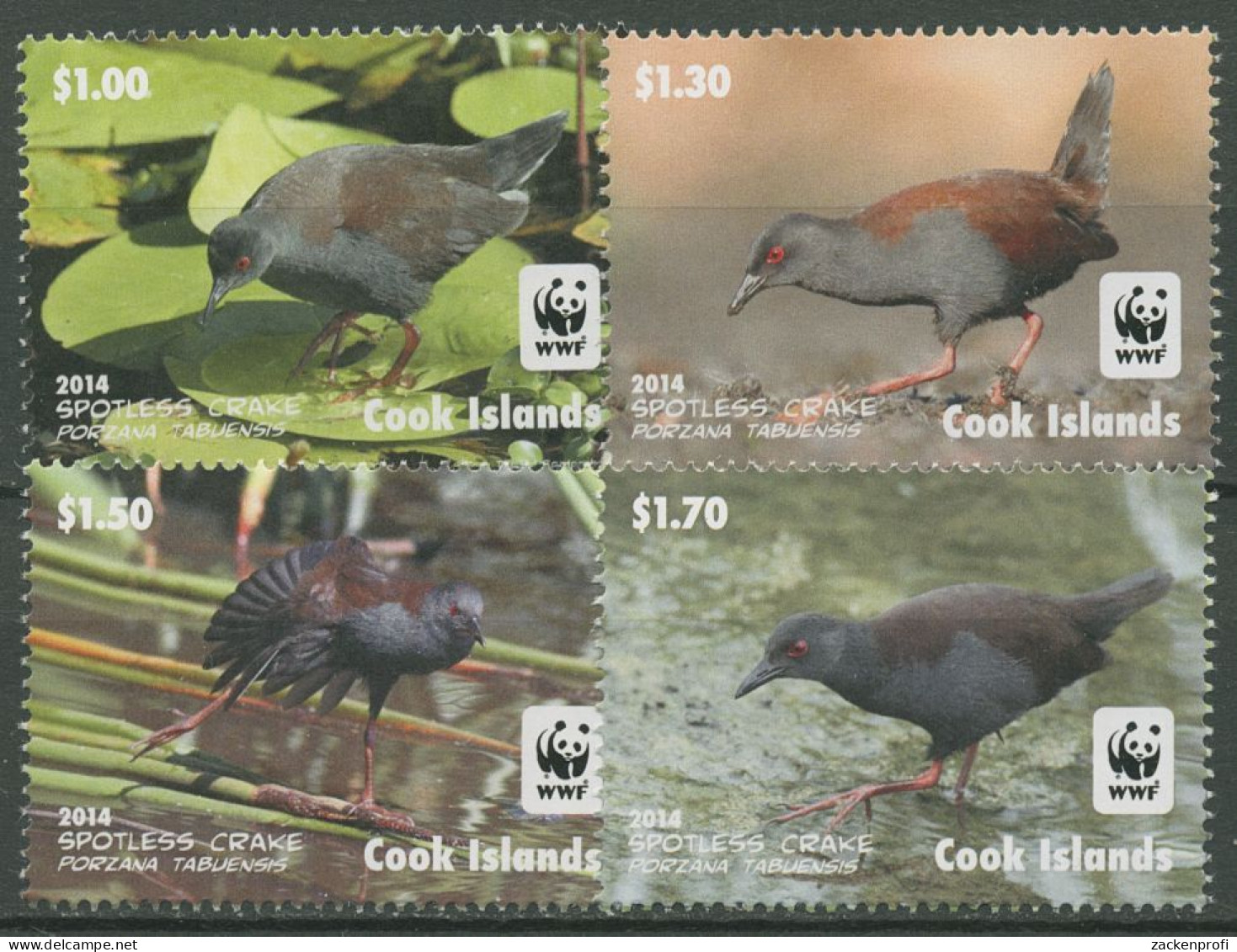 Cook-Inseln 2014 WWF Naturschutz Südseetüpfelhuhn 1997/00 Postfrisch - Cookeilanden