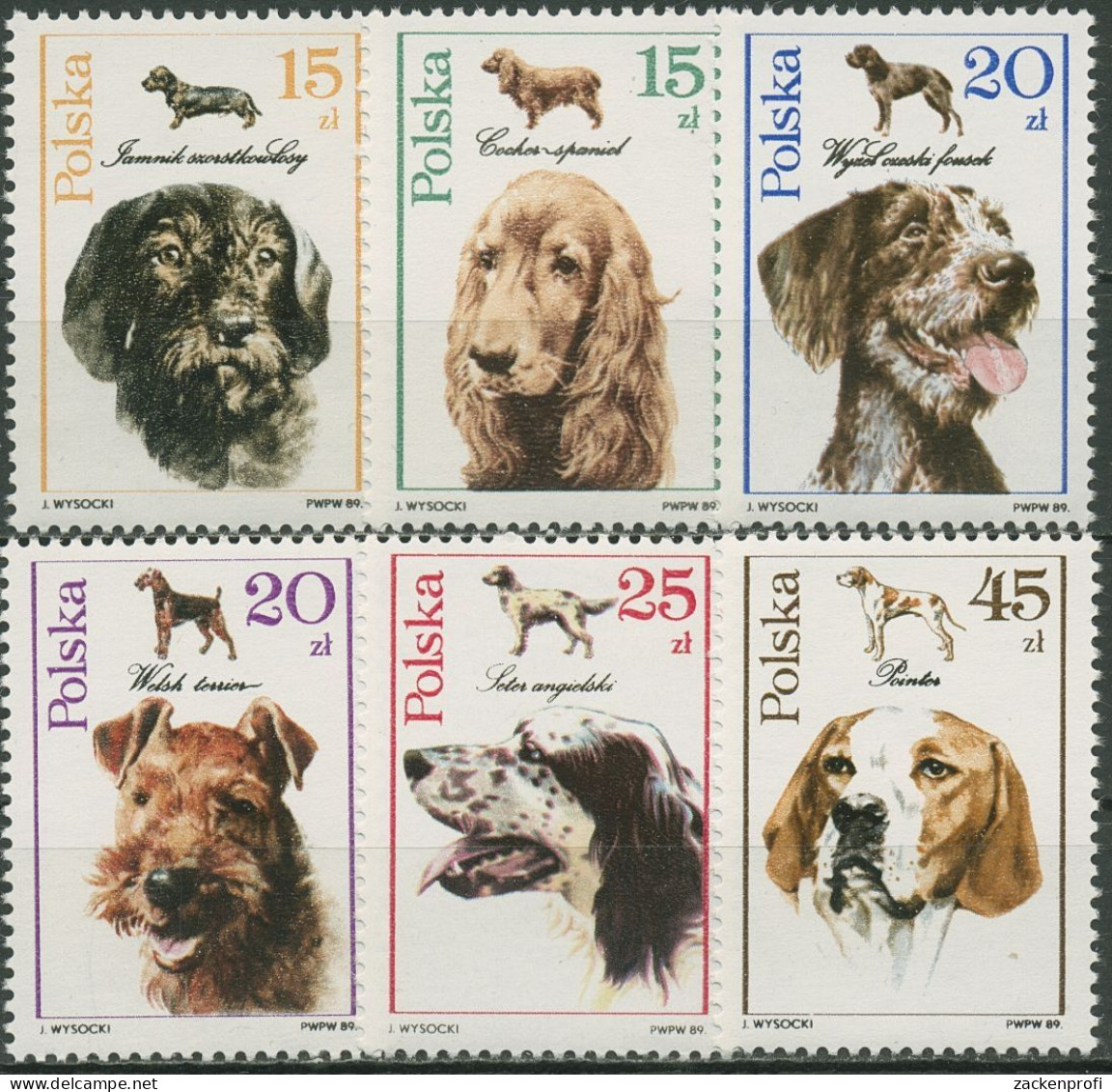 Polen 1989 Tiere Hunde 3197/02 Postfrisch - Ongebruikt