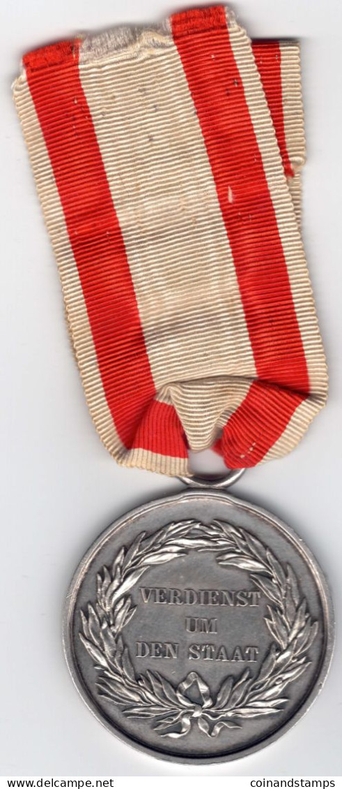 Preußen Medaille Verdienst Um Den Staat, 2. Klasse, An Orig. Bandabschnitt, Kl. Kratzer, II - Vor 1871