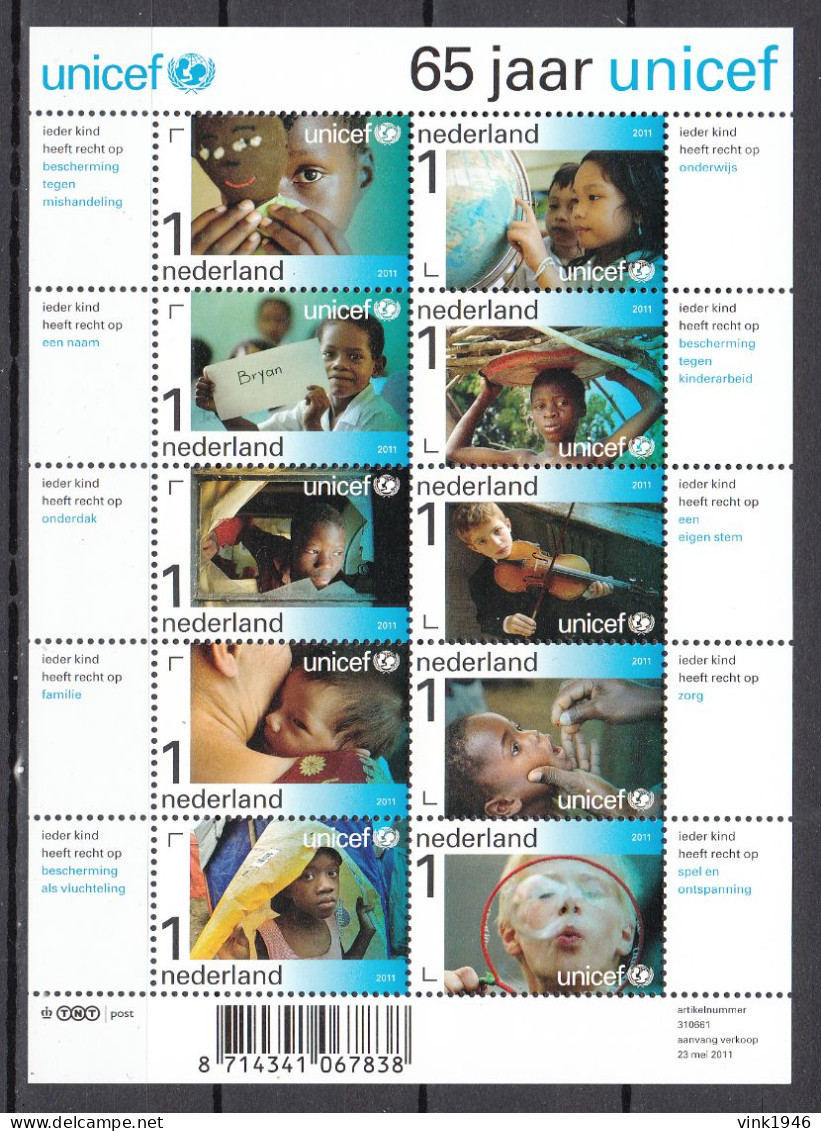 Netherlands Nederland 2011,10V In Block,65 Jaar Unicef,MNH/Postfris(L4444) - UNICEF