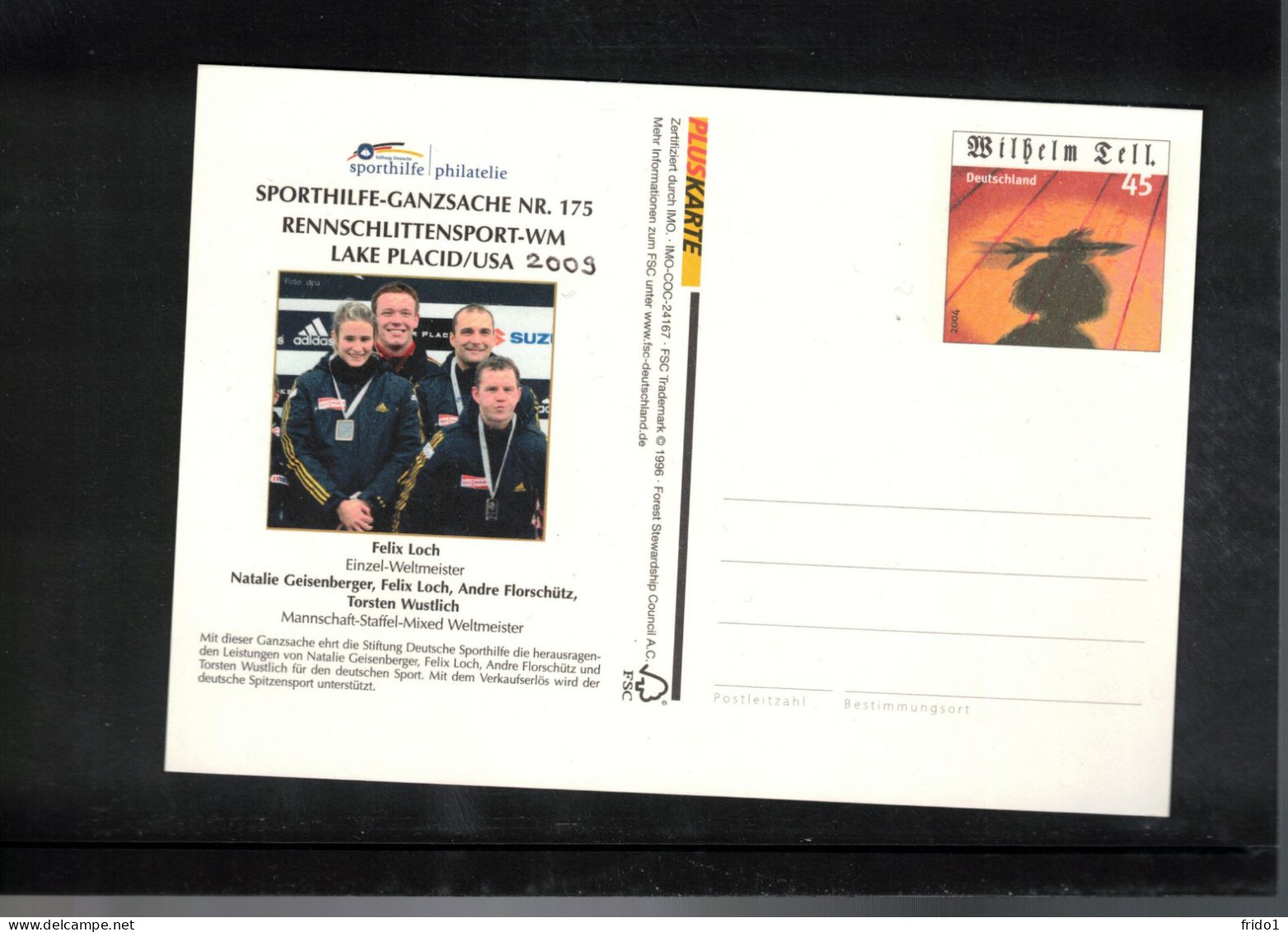 Germany 2009 Racing Sled World Champions Lake Placid 2009 Interesting Postcard - Invierno