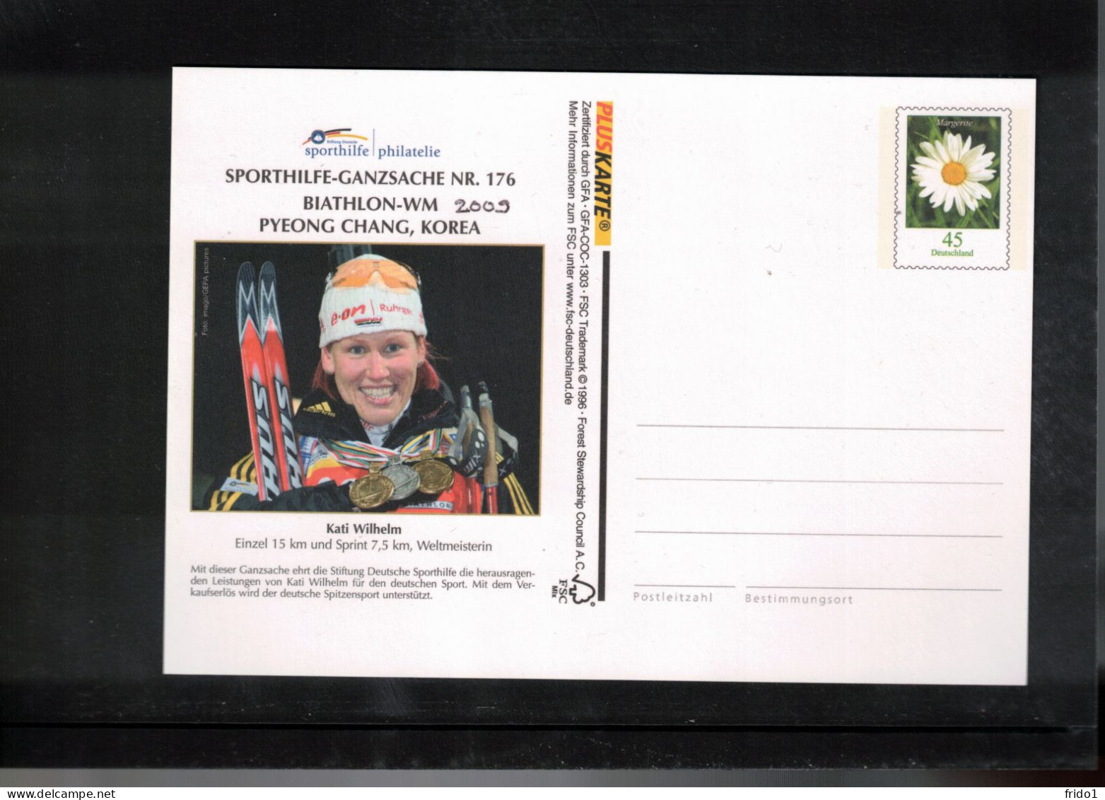 Germany 2009 Biathlon World Champion Pyeong Chang Korea 2009 Interesting Postcard - Sci