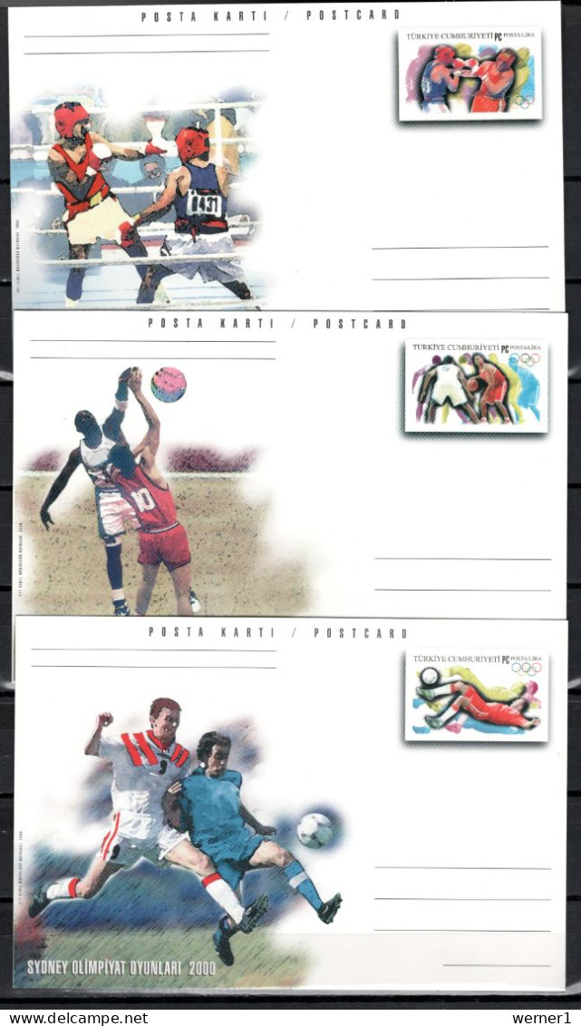 Turkey 2000 Olympic Games Sydney, Football Soccer, Basketball, Judo, Sailing Etc. 9 Commemorative Postcards - Ete 2000: Sydney