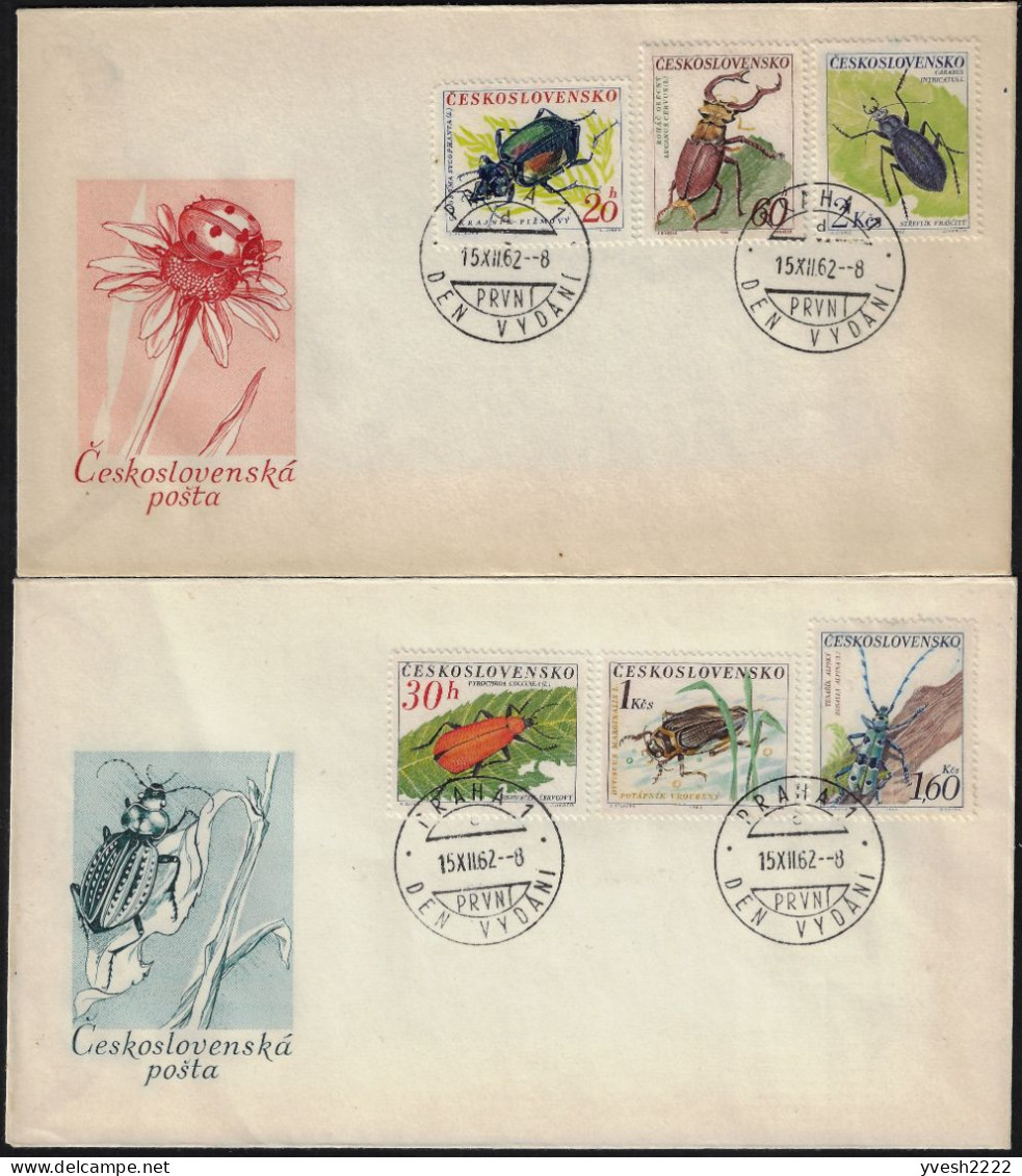 Tchécoslovaquie 1962 Y&T 1245 à 1250 Sur FDC. Coléoptères Divers - Kevers