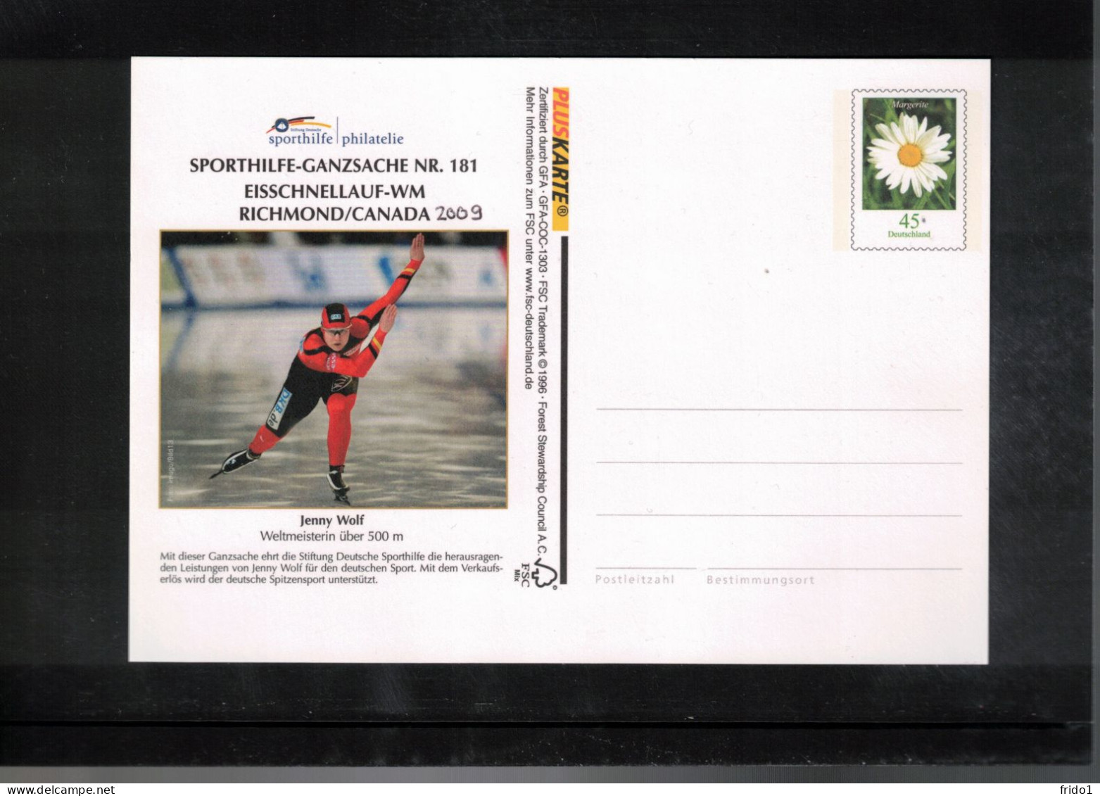 Germany 2009 Speed Skating World Champion Richmond Canada 2009 Interesting Postcard - Hiver