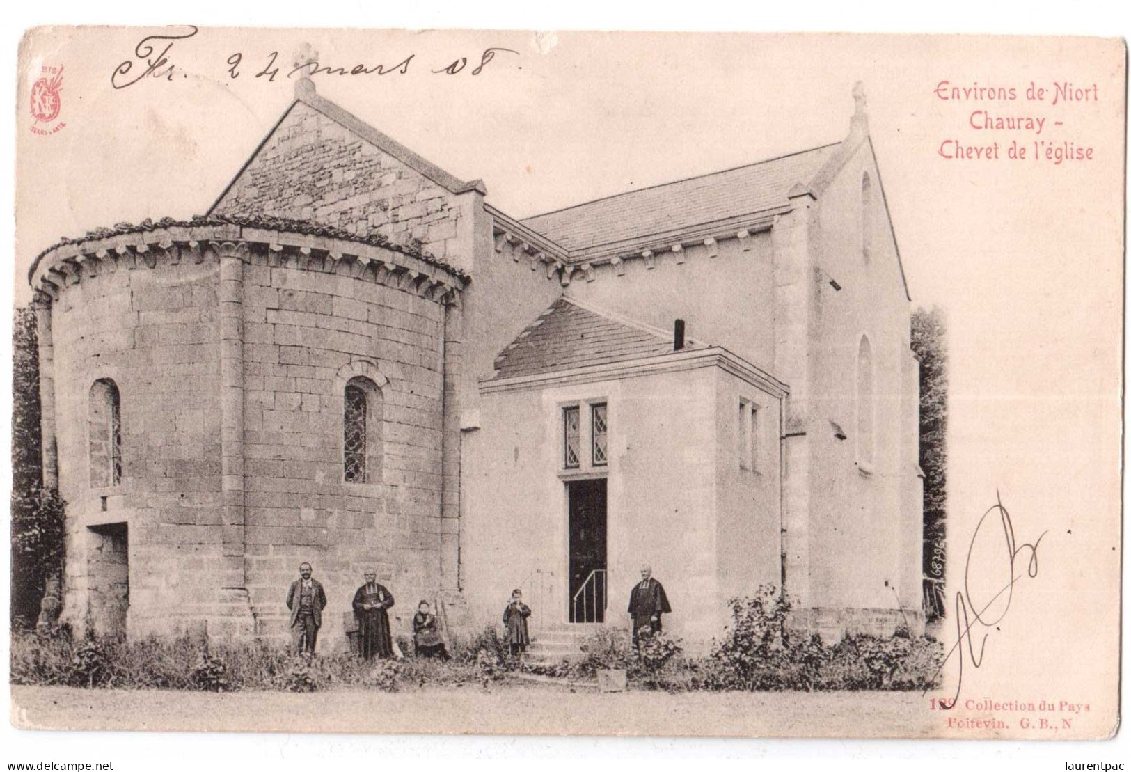 Environs De Niort - Chauray - Chevet De L'Eglise - édit. G.B. - Künzli 129 + Verso - Chauray