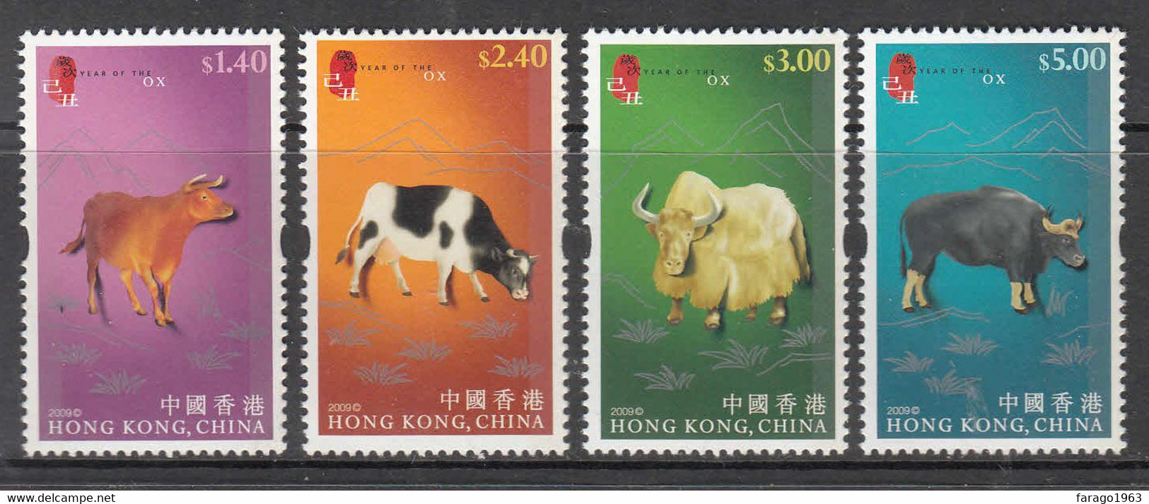 2009 Hong Kong Year Of The Ox SILVER  Complete Set Of 4 MNH @ FACE VALUE - Neufs