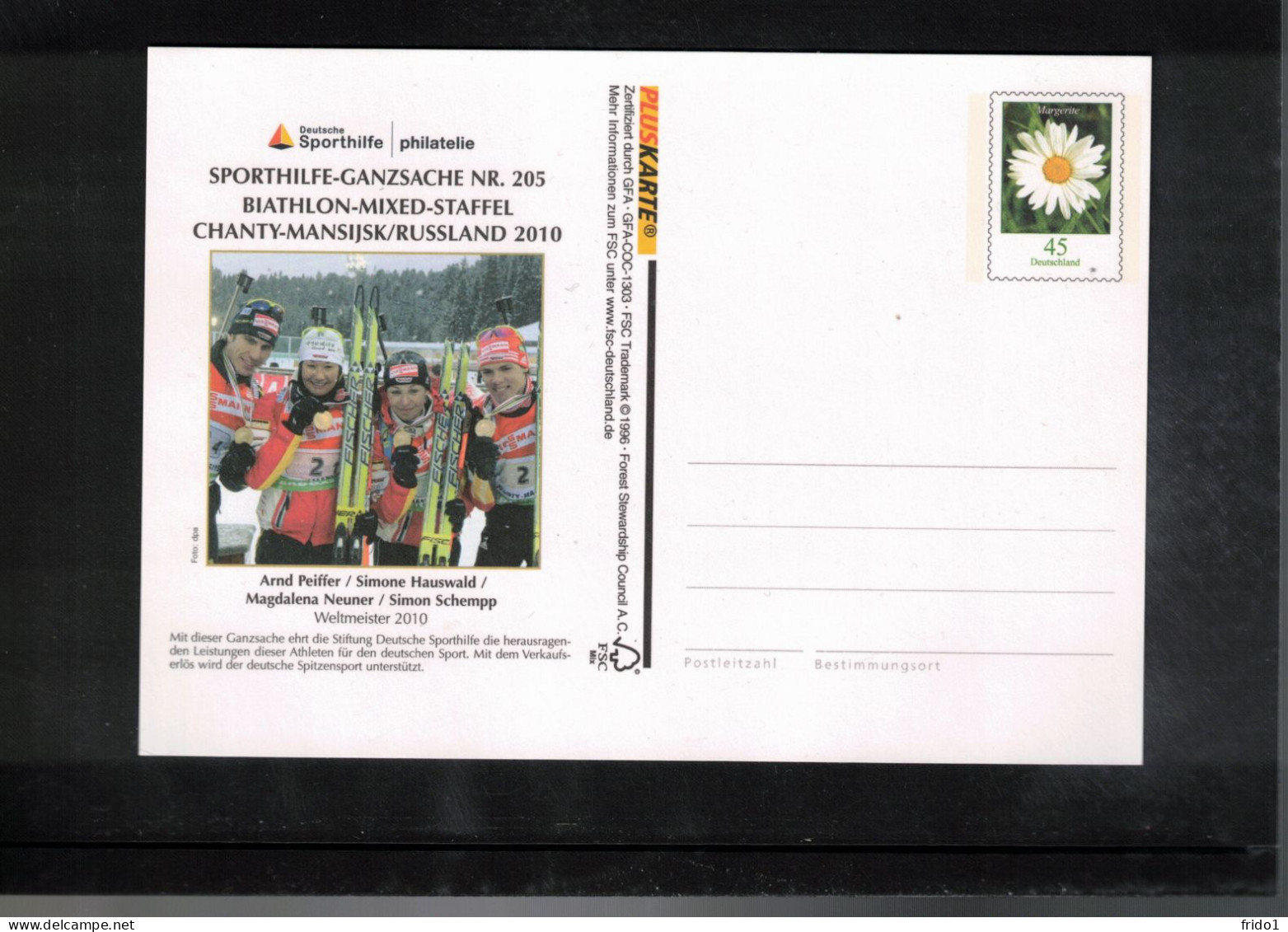 Germany 2010 Biathlon World Champions Chanty - Mansijsk Russia 2010 Interesting Postcard - Sci