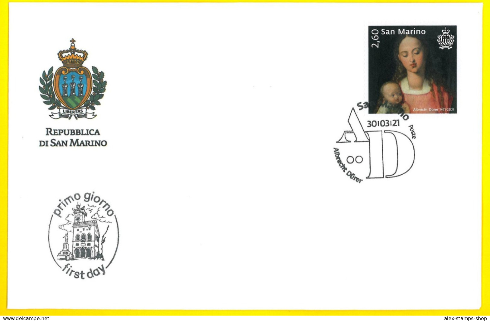 SAN MARINO 2021 FDC 550° Anniversary Born Albert Durer - New FDC - FDC