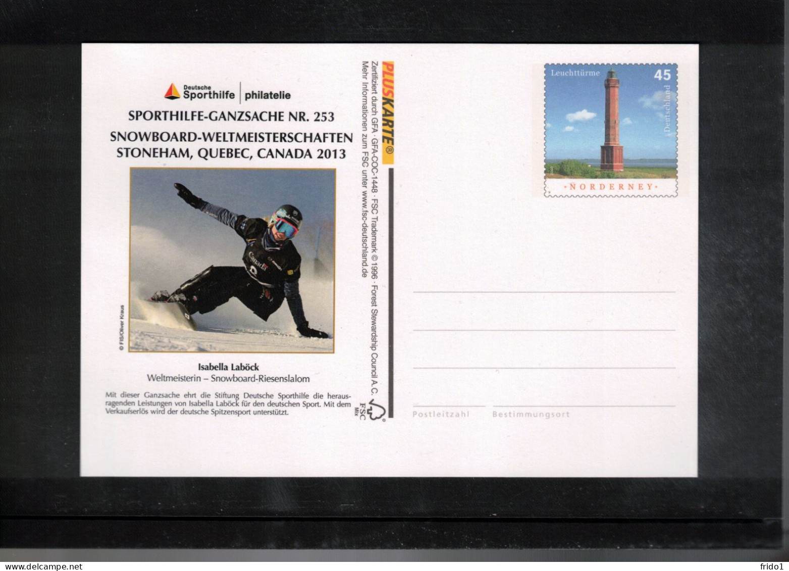 Germany 2012 Snowboard World Champion Stoneham Canada 2012 Interesting Postcard - Invierno