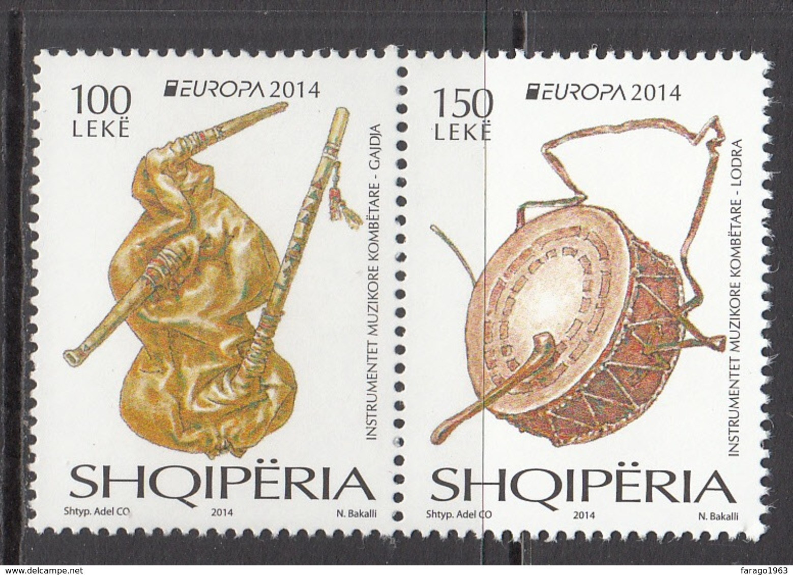 2014 Albania Albanie Europa Musical Instruments  Complete Set Of 2 MNH  @ BELOW Face Value - Albanien