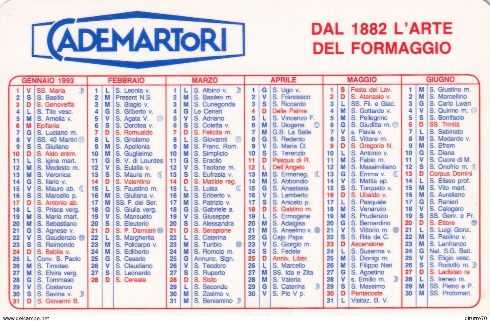 Calendarietto - Cademartori - Anno 1993 - Petit Format : 1991-00