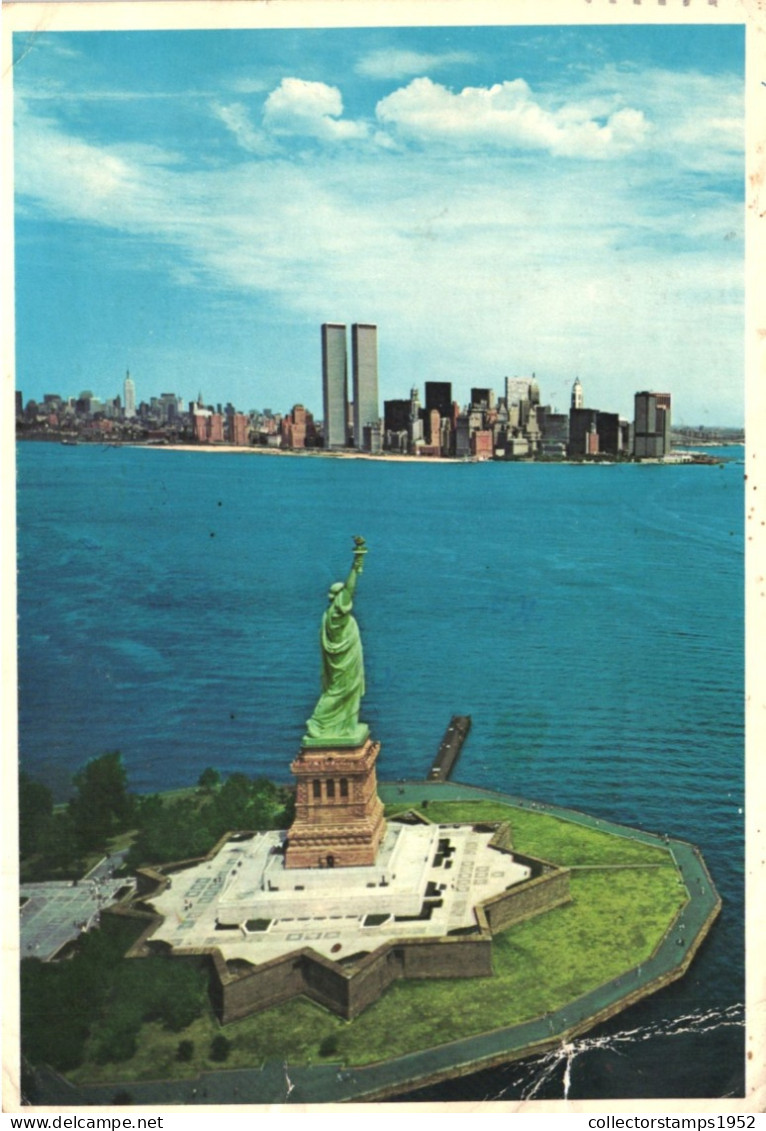 STATUE OF LIBERTY, NEW YORK, SKYLINE, ARCHITECTURE, UNITED STATES, POSTCARD - Freiheitsstatue