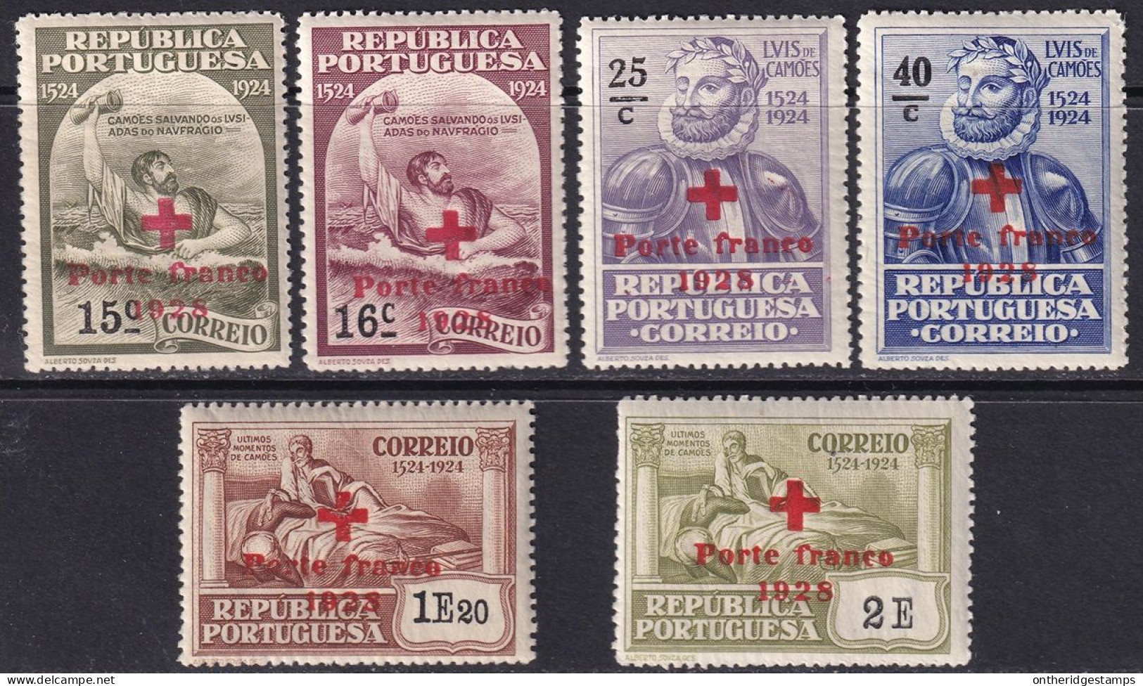 Portugal 1928 Sc 1S12-7 Mundifil 11-6 Red Cross Franchise Set Most MNH** - Unused Stamps