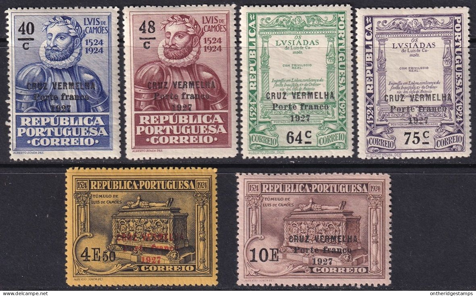 Portugal 1927 Sc 1S6-11 Mundifil 5-10 Red Cross Franchise Set MNH**/MH* - Ongebruikt