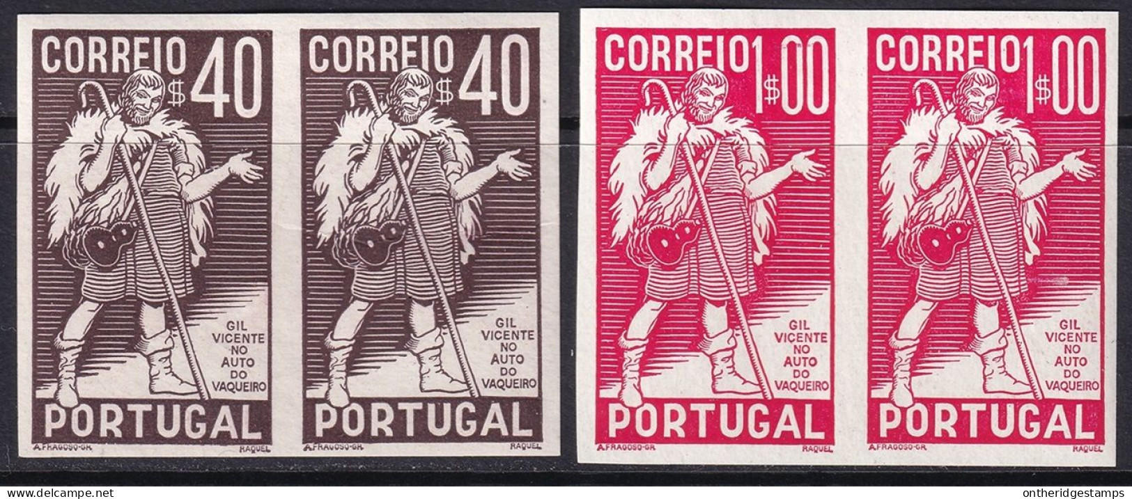 Portugal 1937 Sc 572-3 Mundifil 577-8 Imperf Proof Pair Set MNH** Creased - Essais, épreuves & Réimpressions