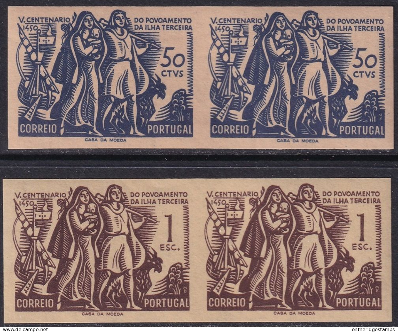 Portugal 1951 Sc 735-6 Mundifil 737-8 Imperf Proof Pair Set MNH** - Essais, épreuves & Réimpressions