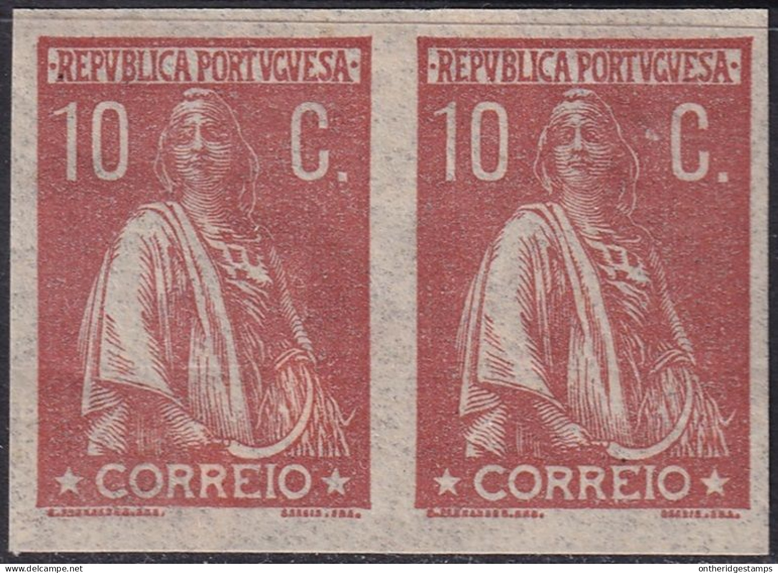 Portugal 1912 Sc 216 Mundifil 215 Imperf Proof Pair MLH* - Essais, épreuves & Réimpressions